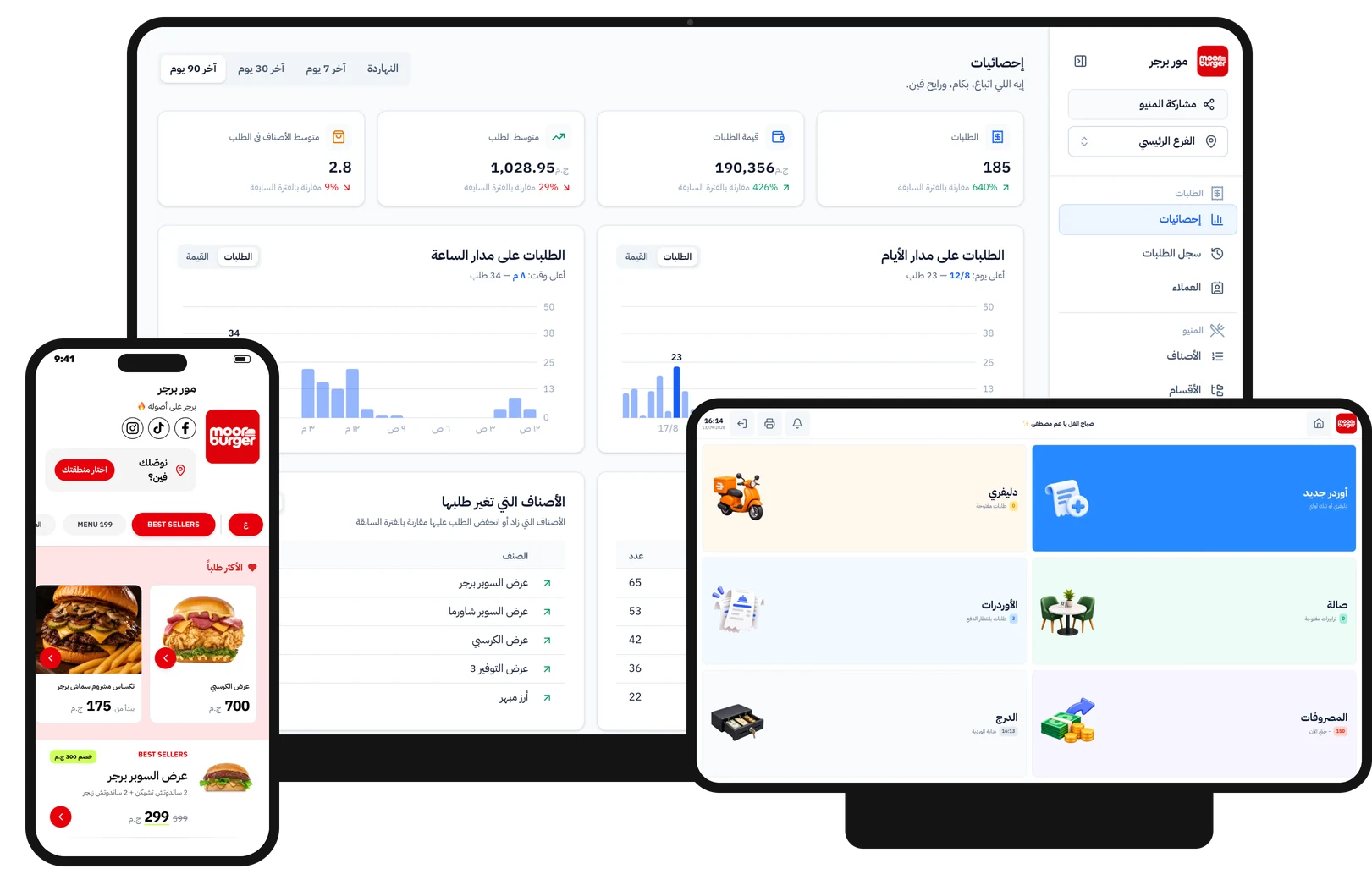OrdrMoor: إحصائيات المطعم على التابلت، والمنيو على موبايل الزبون، والكاشير